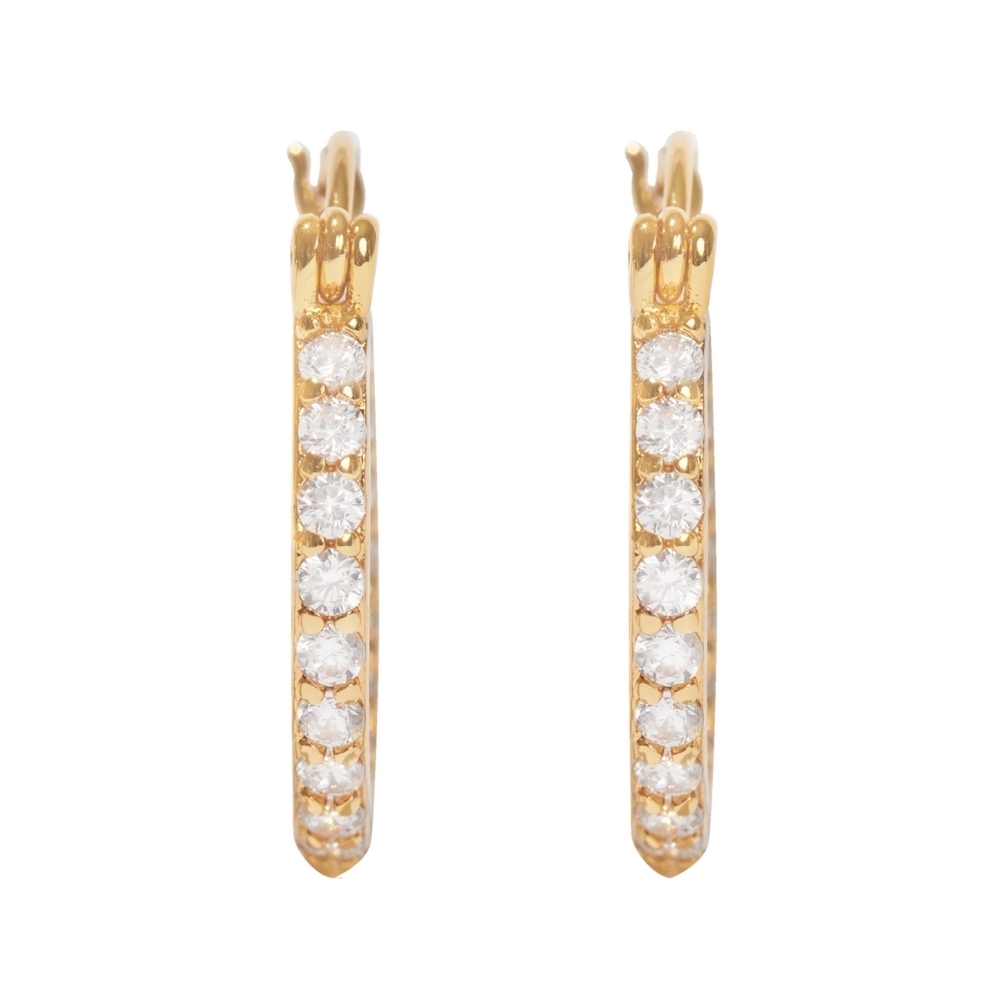 Crystal Haze 18k Gold Plated Brass and Clear‎ CZ Mini Serena Hoop Earrings - Picture 2 of 6